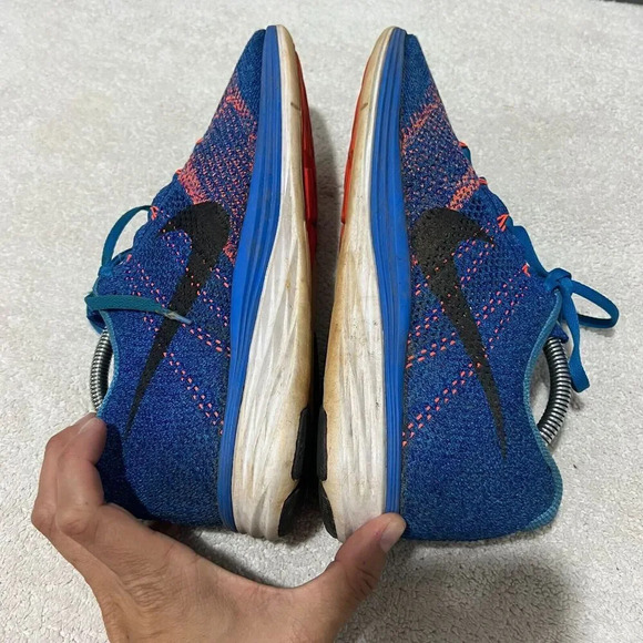 Nike Flyknit Lunar 3 Mens Blue Sneaker Running Shoes 9.5 Lace Up Low Top - Picture 5 of 11